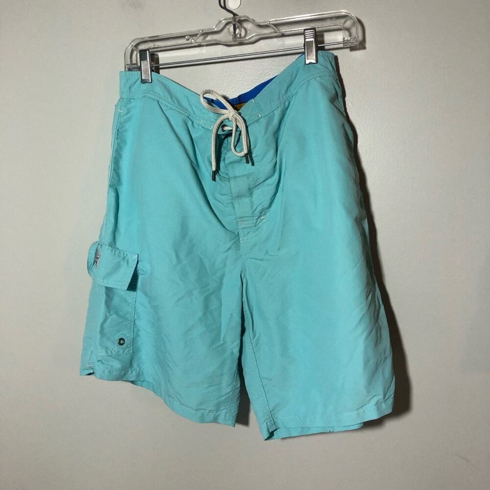 Polo Ralph Lauren mens L bathing suit turquoise blue drawstring waist pockets